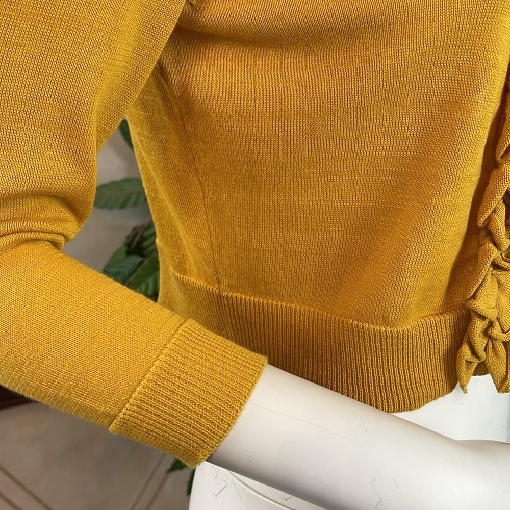 INC GOLD RUFFLE DETAIL CROPPED SWEATER - Picture 5 of 7